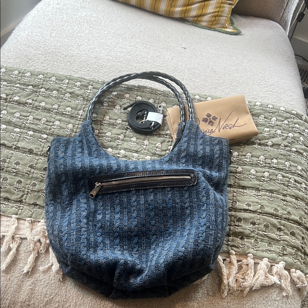Patricia Nash cable knit bag with leather rope handles